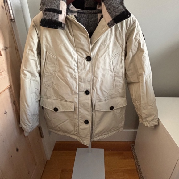 Woolrich Reversible Trim Down Parka, Cream/ Black XS - Picture 3 of 7
